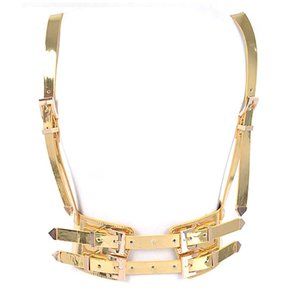 BNWT Plus Size Gold Metallic Corset Harness Elastic Stretch Belt
